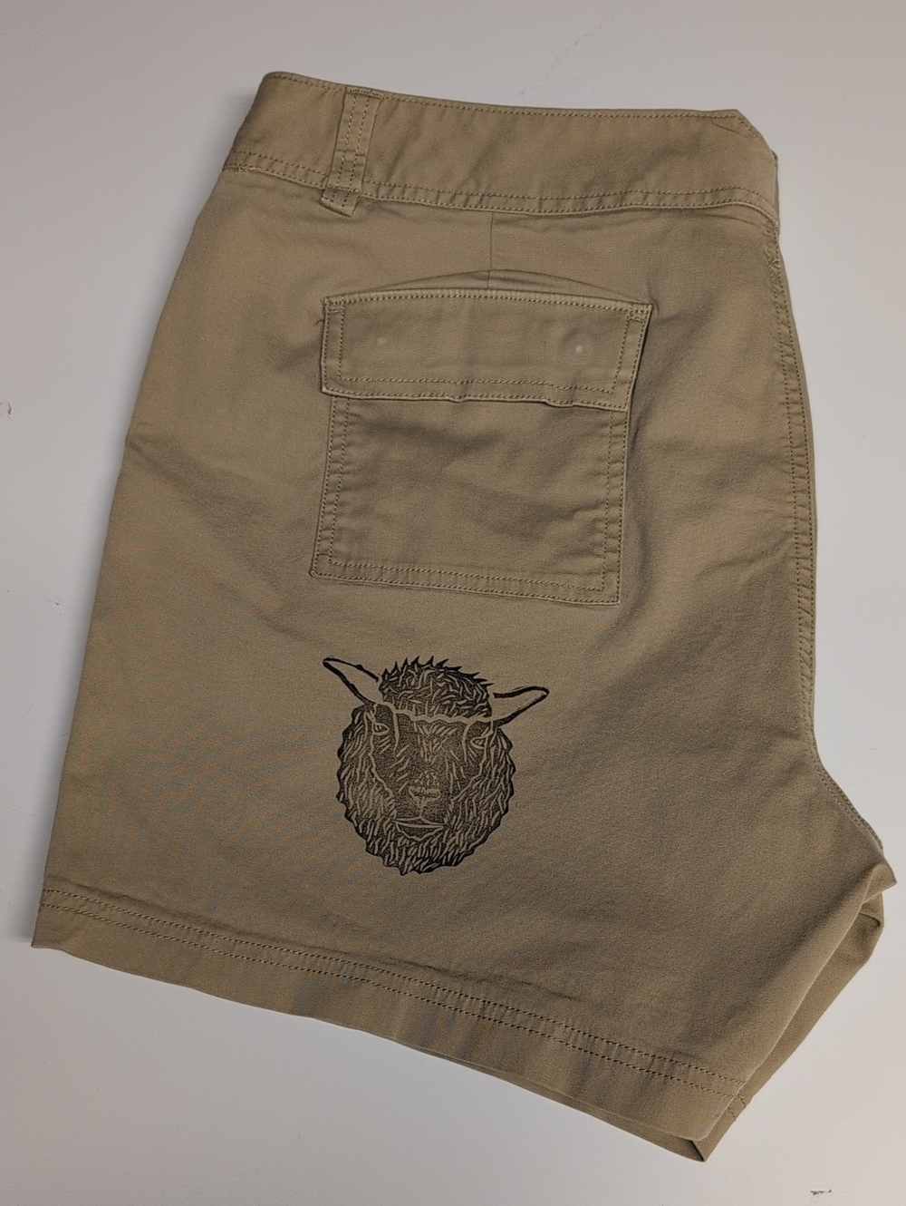 Dockers Khaki Cargo Shorts with Dolly the Sheep Block Print Graphic
